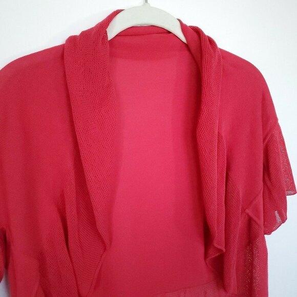 Moschino Cheap And Chic Knit Crochet Open Cropped Cardigan Women Medium Red/Pink - Picture 4 of 12